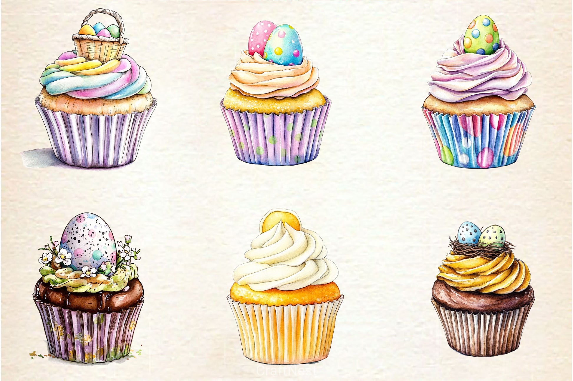 Easter Cupcake Clipart Bundle 3 - CraftNest - Digital Crafting and Art