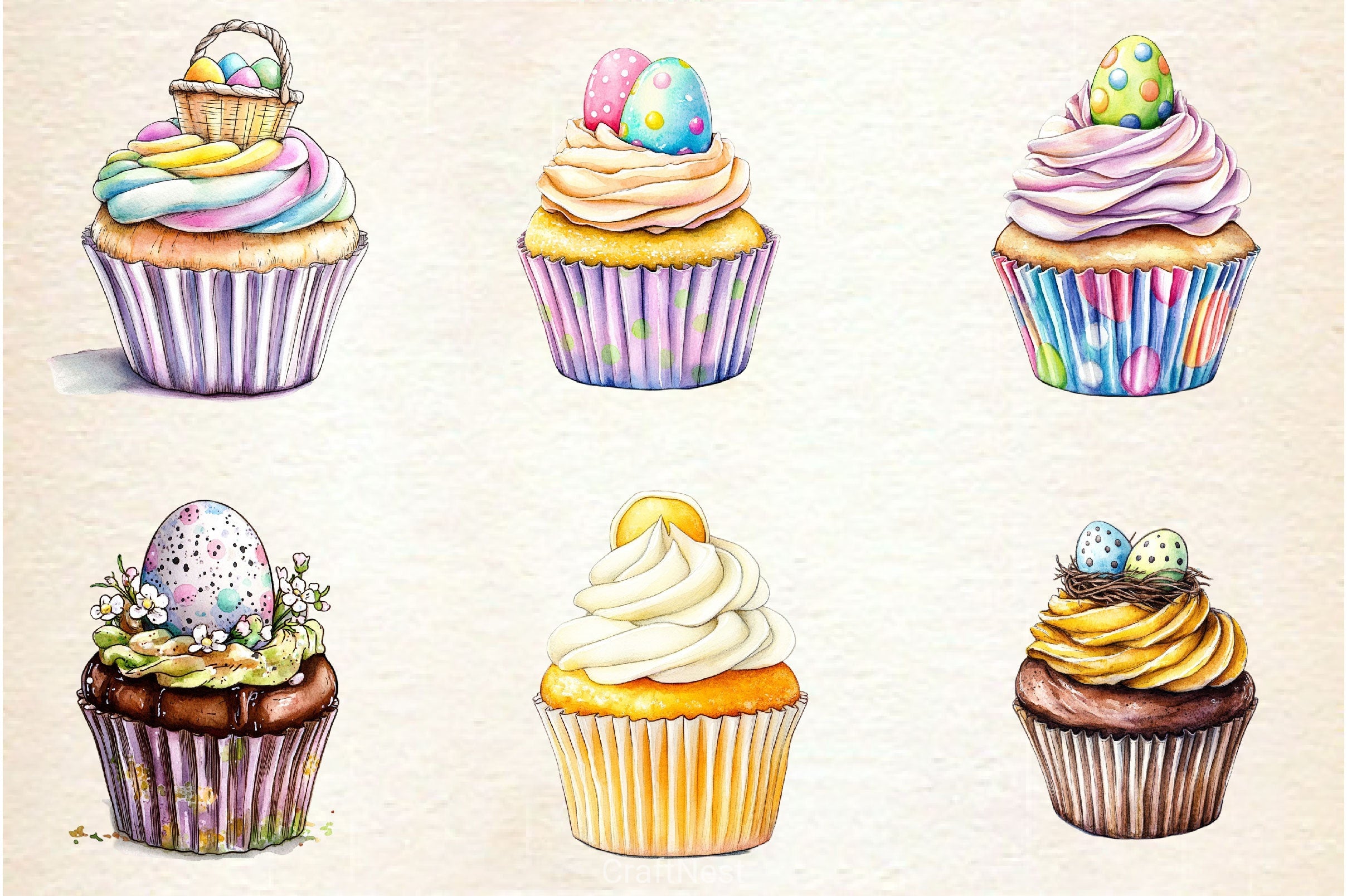 Easter Cupcake Clipart Bundle 3 - CraftNest - Digital Crafting and Art