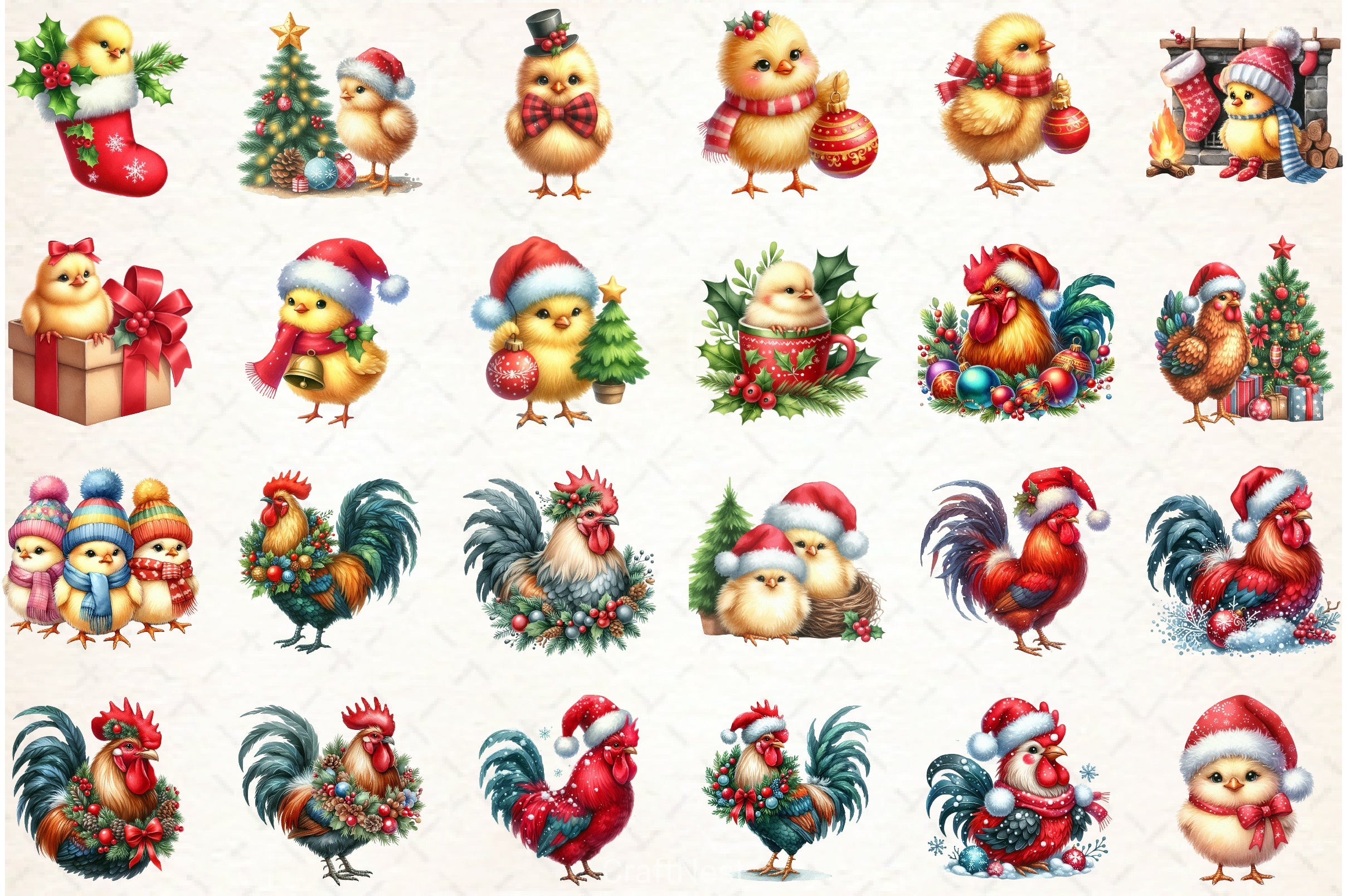 Christmas Chicken Clipart Bundle 3 - CraftNest - Digital Crafting and Art