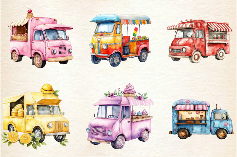 Summer Ice Cream Truck Clipart Bundle - CraftNest - Digital Crafting and Art