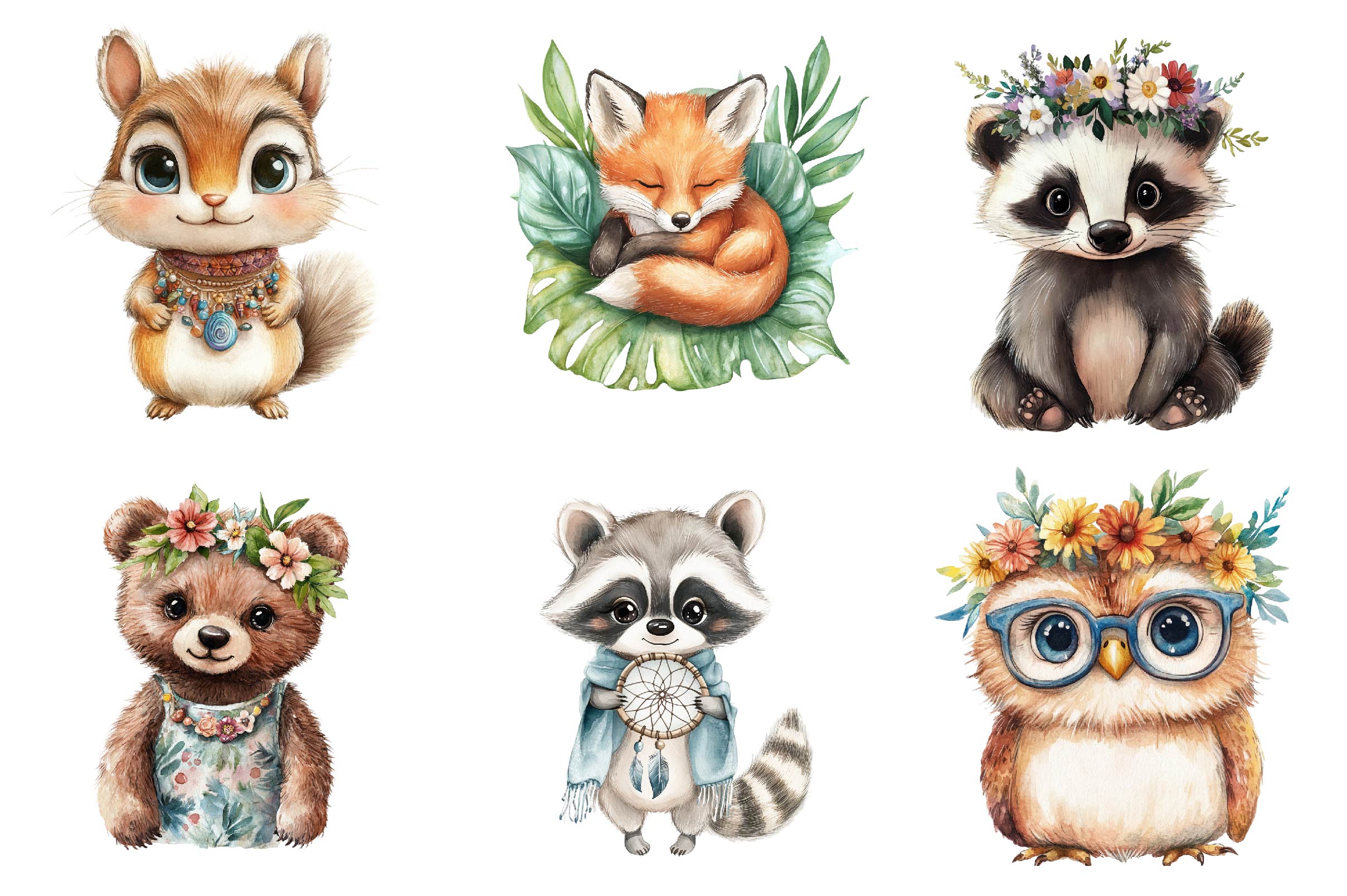 Boho Woodland Animal Baby Animals Clipart Bundle - CraftNest - Digital Crafting and Art