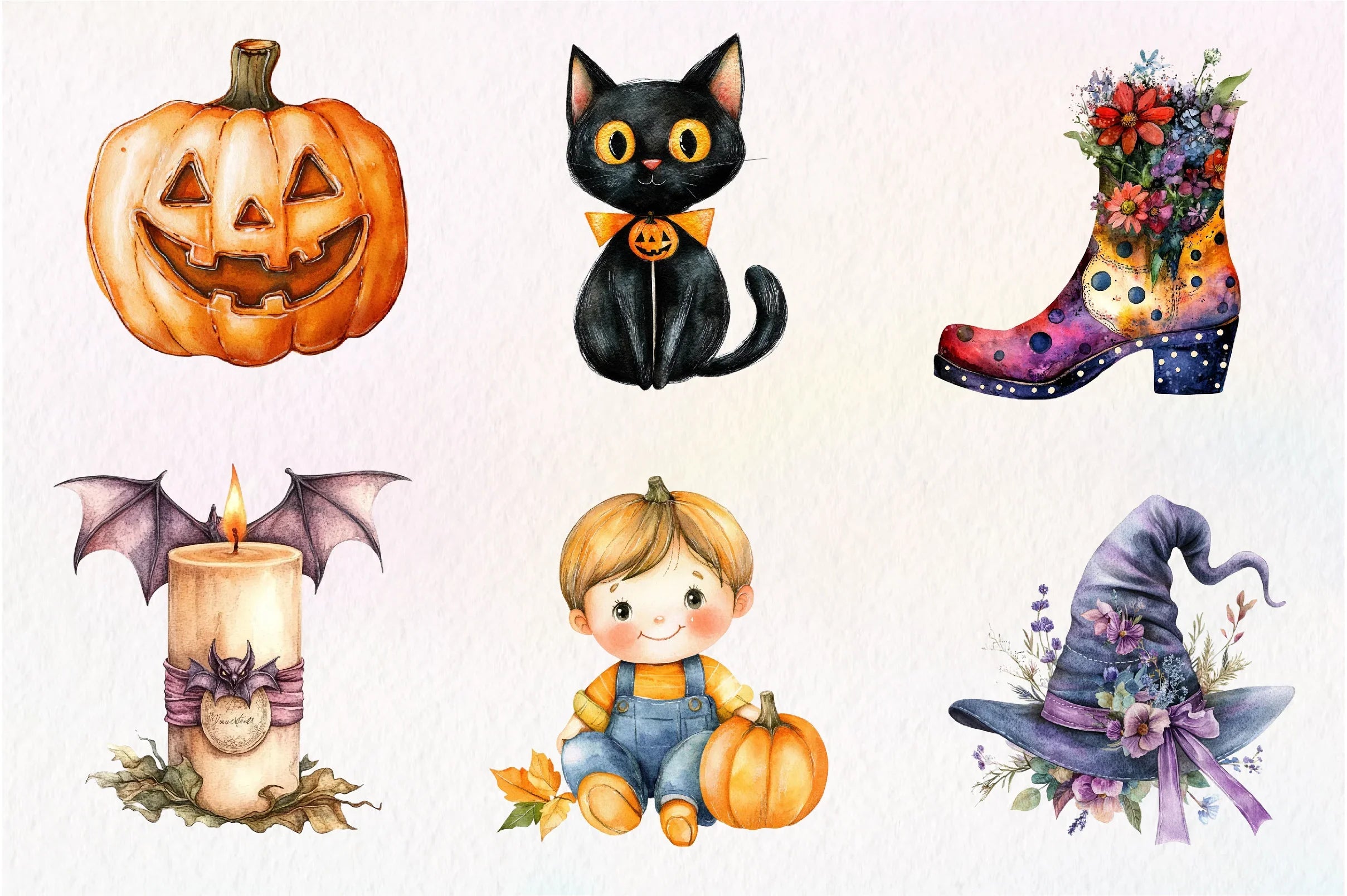 Cute Vintage Aesthetic Halloween Clipart Bundle - CraftNest - Digital Crafting and Art