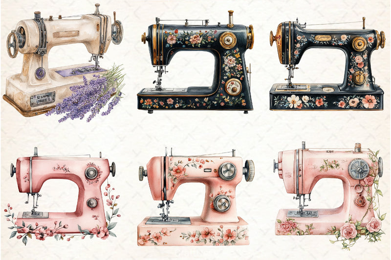 Vintage Sewing Machine Clipart Bundle 4 - CraftNest - Digital Crafting and Art