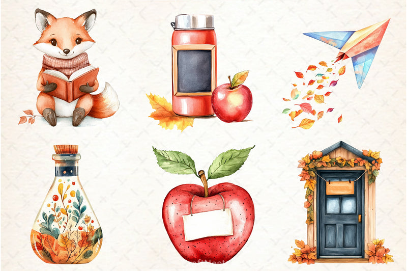 Autumn School Clipart Bundle - CraftNest - Digital Crafting and Art