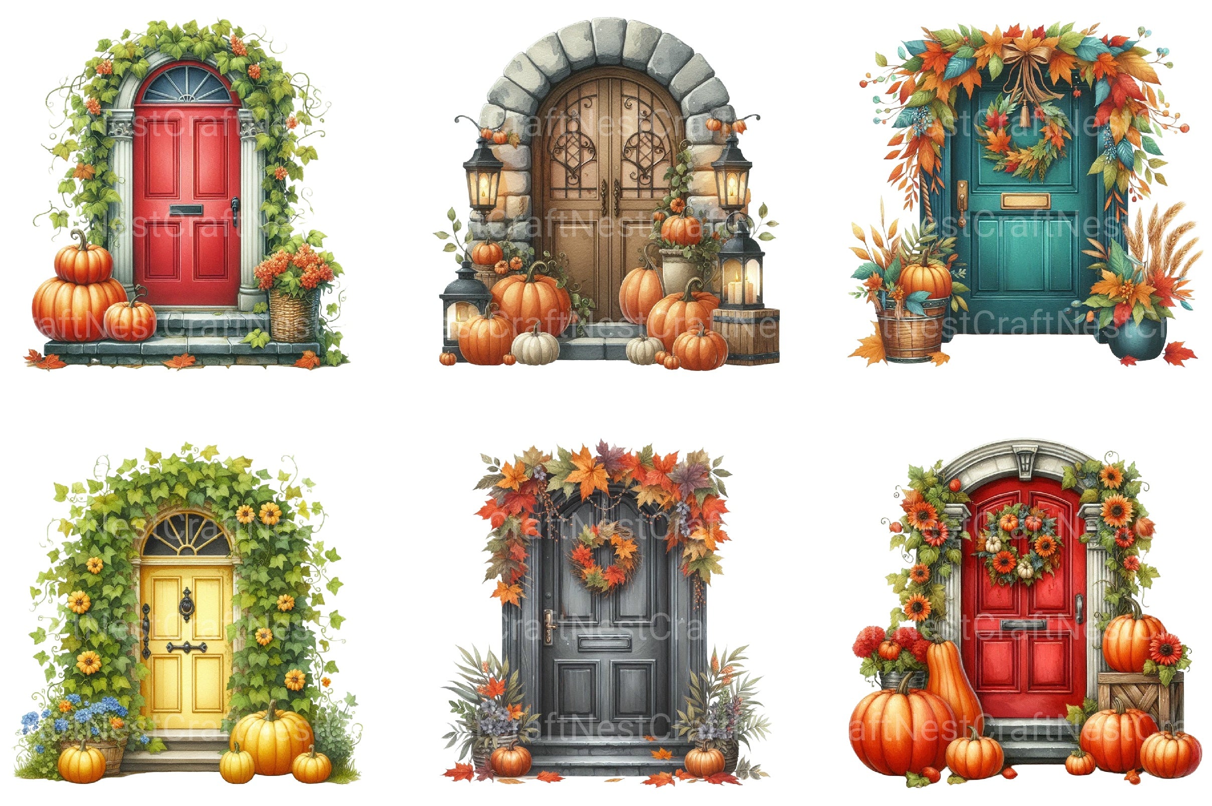 Autumn Door Clipart Bundle - CraftNest - Digital Crafting and Art