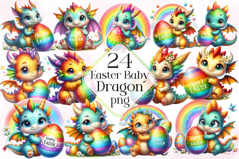 Easter Baby Dragon Clipart Bundle - CraftNest - Digital Crafting and Art
