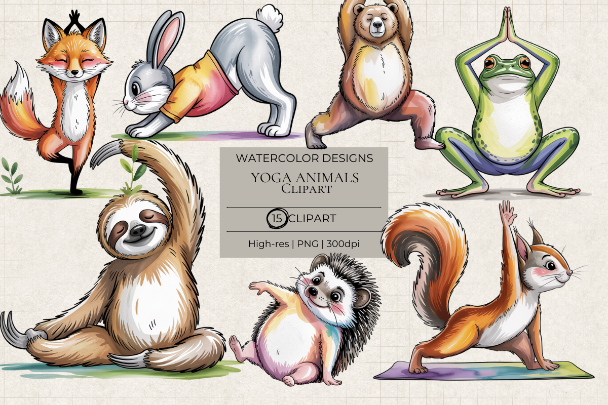 Yoga Animals Clipart