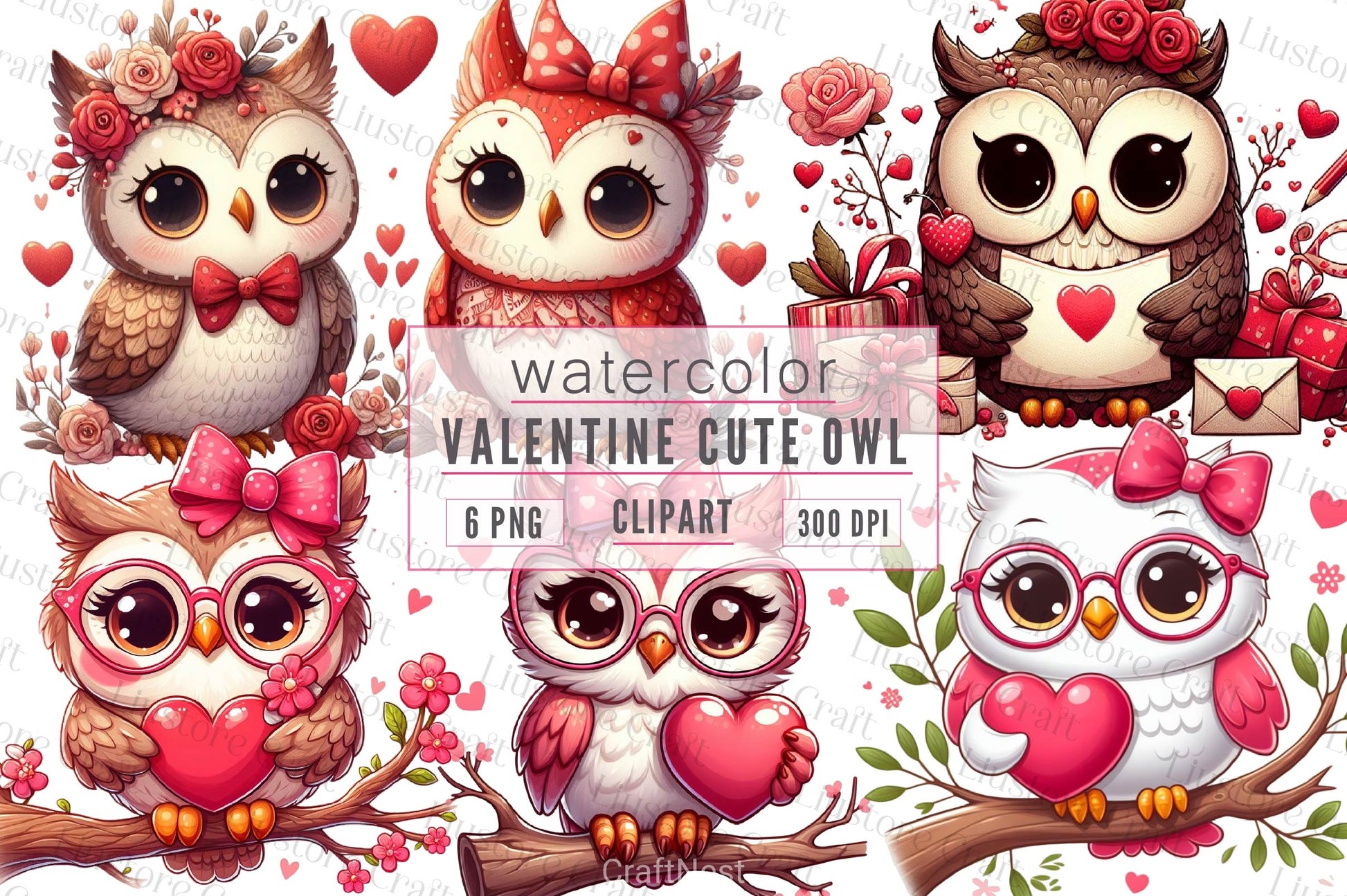 Valentine Cute Owl Clipart Bundle - CraftNest - Digital Crafting and Art