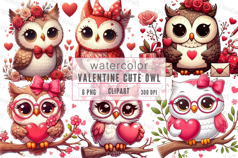 Valentine Cute Owl Clipart Bundle - CraftNest - Digital Crafting and Art