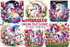 Unicorn Tulip Clipart Bundle - CraftNest - Digital Crafting and Art