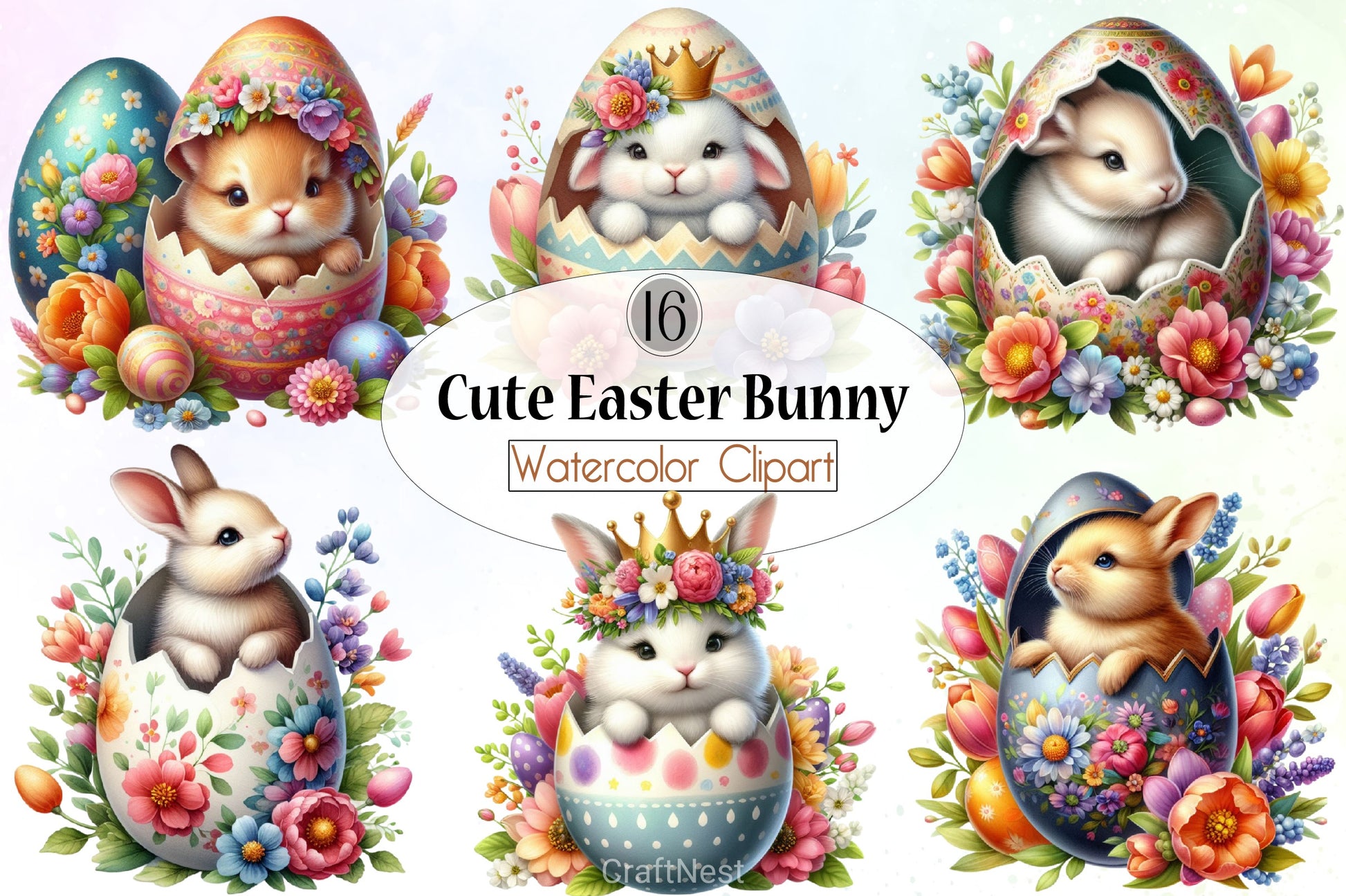 Cute Easter Bunny Clipart Bundle 48 - CraftNest - Digital Crafting and Art