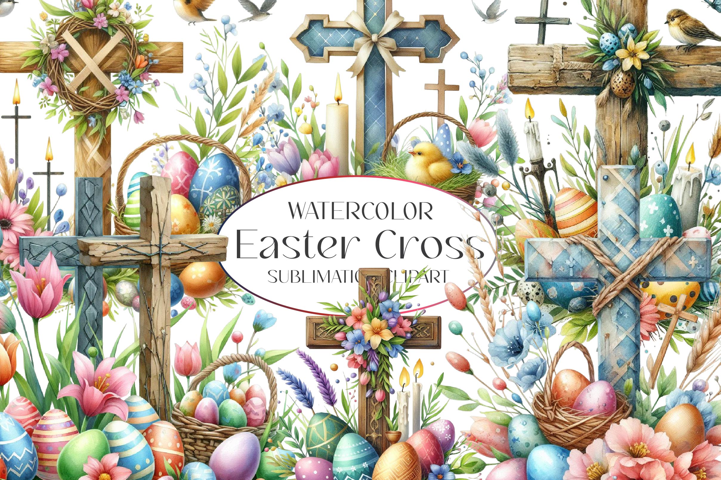 Easter Floral Cross Clipart Bundle - CraftNest - Digital Crafting and Art