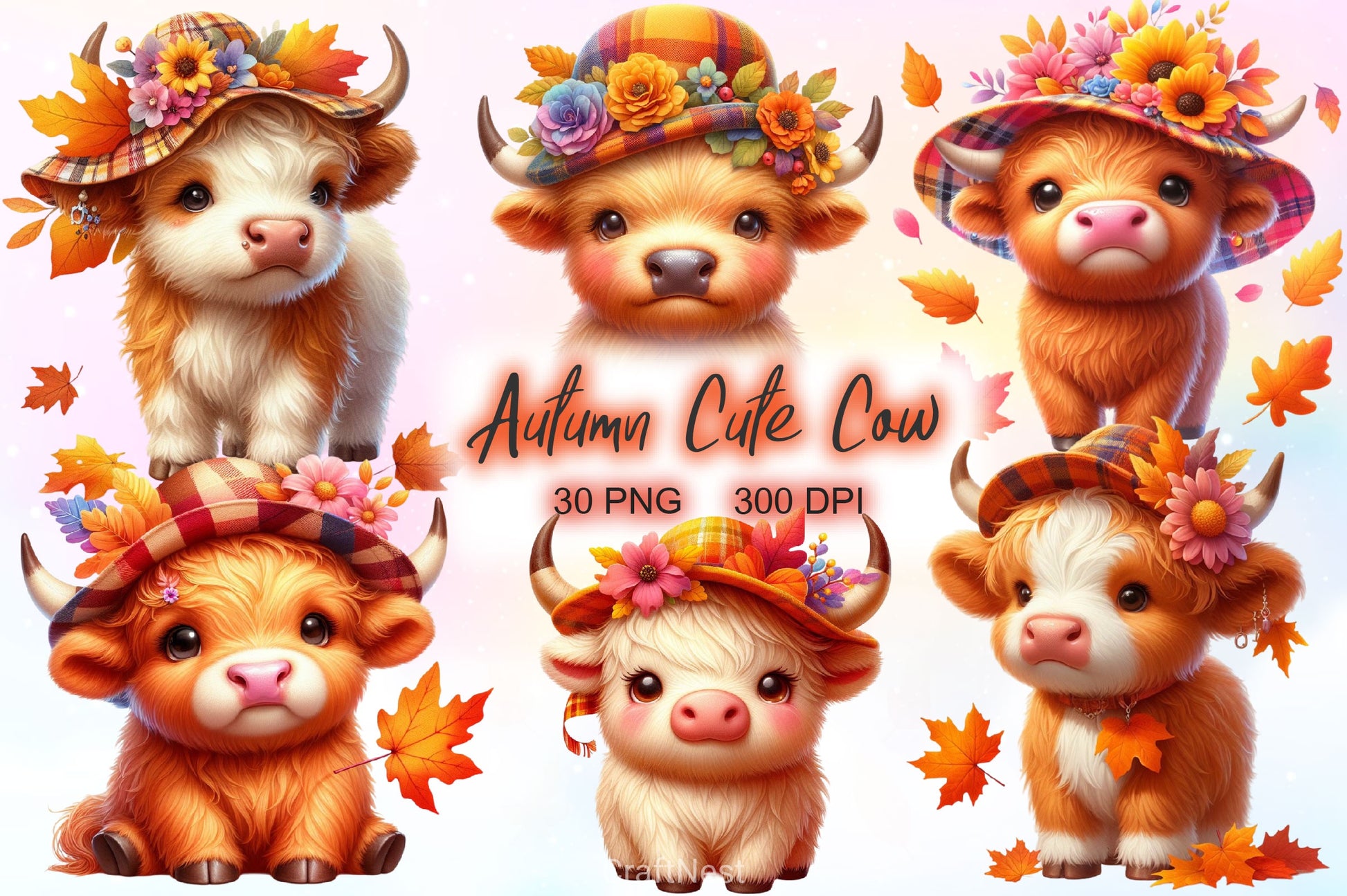 Autumn Highland Cow Clipart Bundle 2 - CraftNest - Digital Crafting and Art