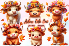 Autumn Highland Cow Clipart Bundle 2 - CraftNest - Digital Crafting and Art