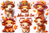 Autumn Highland Cow Clipart Bundle 2