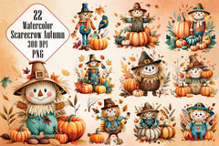 Scarecrow Autumn Clipart Bundle 2 - CraftNest - Digital Crafting and Art