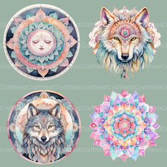Mandala Wolf Bear Clipart Bundle - CraftNest - Digital Crafting and Art