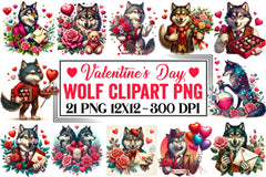 Valentine Wolf Clipart Bundle - CraftNest - Digital Crafting and Art