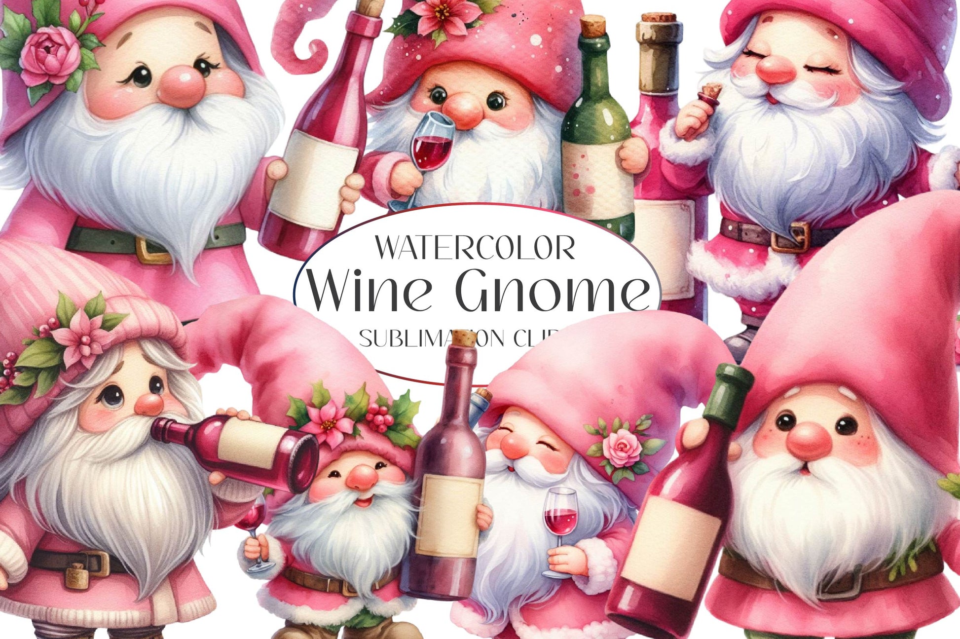 Wine Gnomes Clipart Bundle - CraftNest - Digital Crafting and Art