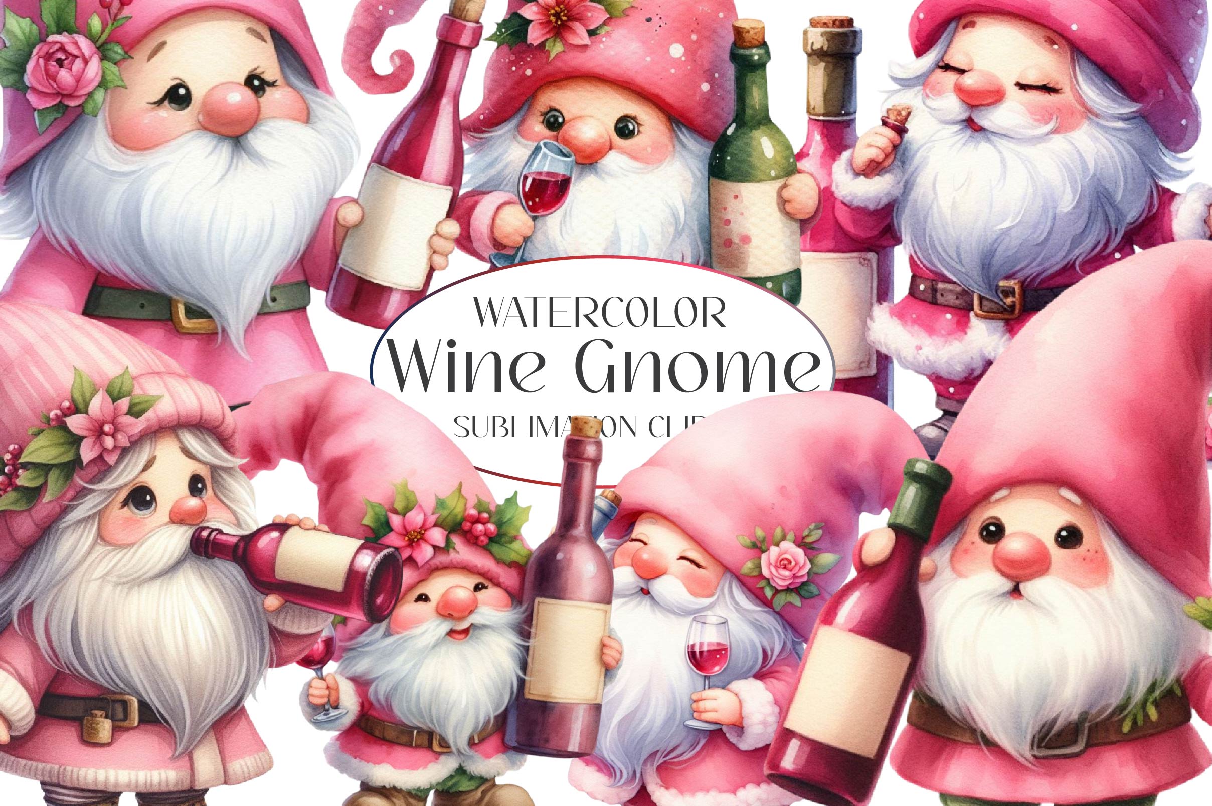 Wine Gnomes Clipart Bundle - CraftNest - Digital Crafting and Art