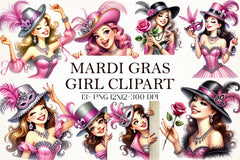 Mardi Gras Girl Clipart Bundle 5 - CraftNest - Digital Crafting and Art