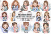 Chibi Girl With Cat Cute Mom Clipart Bundle