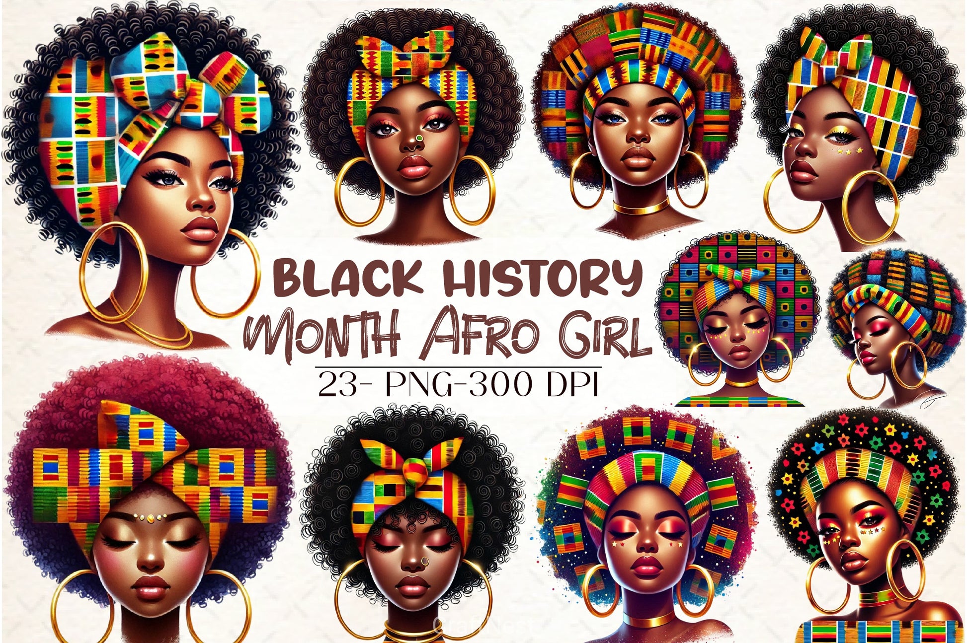 Afro Girl Clipart Bundle - CraftNest - Digital Crafting and Art