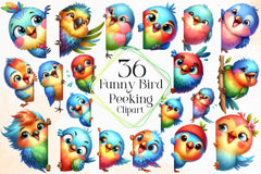Funny Bird Peeking Around Corner Clipart Bundle - CraftNest - Digital Crafting and Art