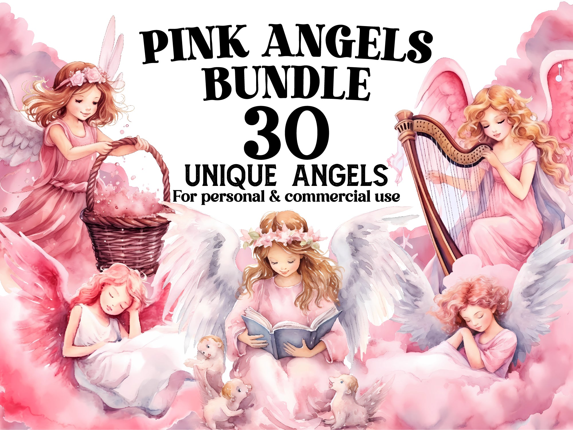 Pink Angels Clipart - CraftNest