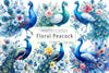 Floral Peacock Clipart Bundle