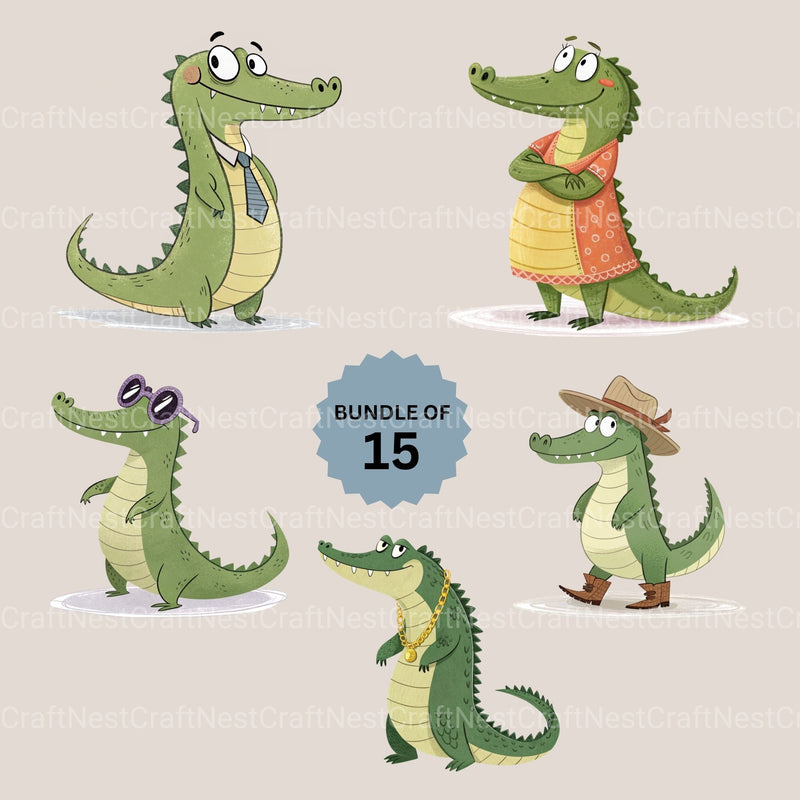 Alligator Clipart Bundle - CraftNest - Digital Crafting and Art