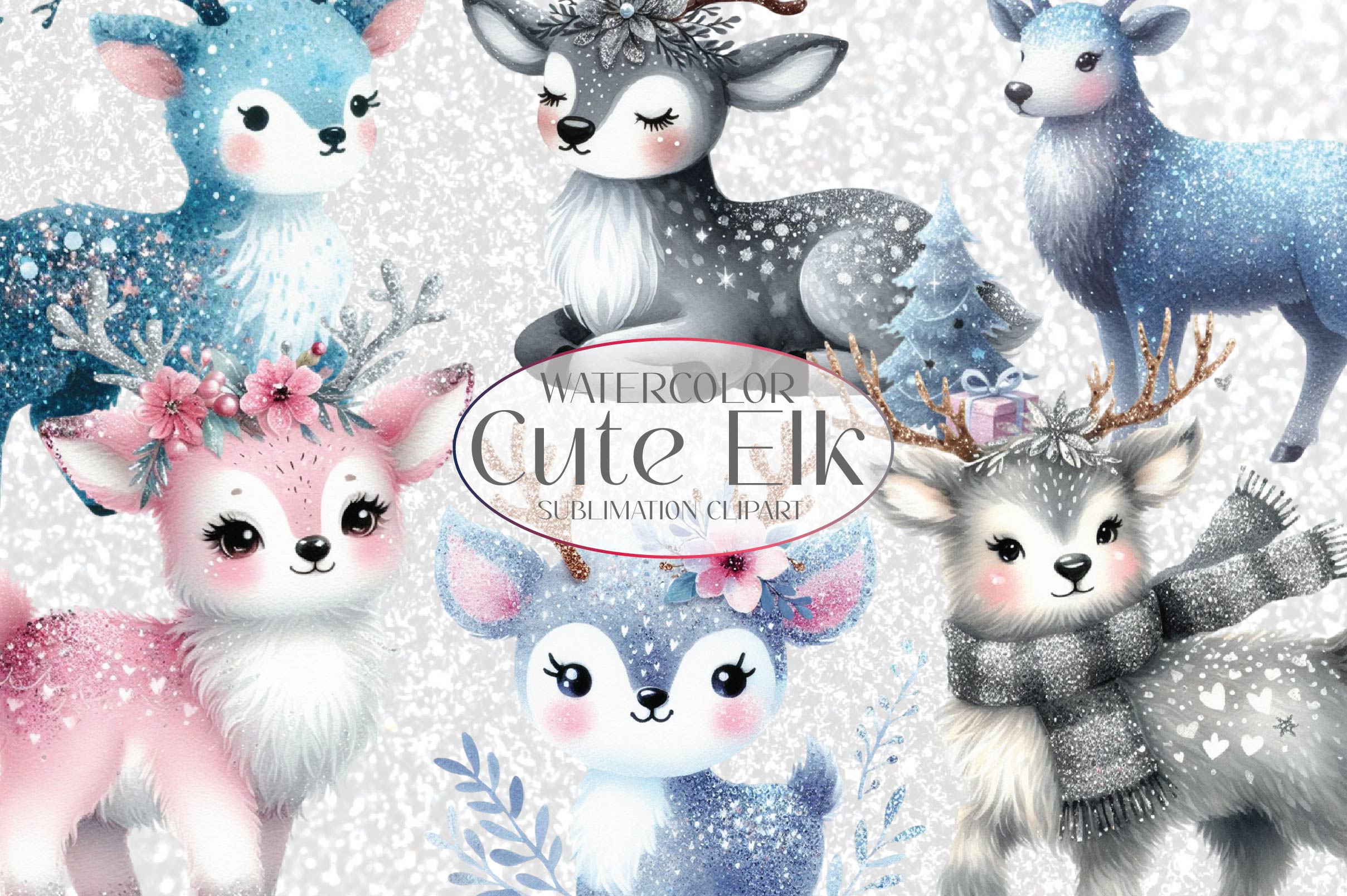 Glitter Elk Clipart Bundle - CraftNest - Digital Crafting and Art