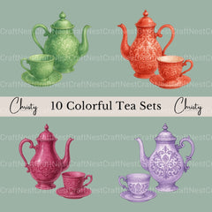 Tea Sets Clipart Bundle - CraftNest - Digital Crafting and Art