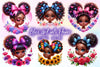 Cute Black Girl With Flower Clipart Bundle