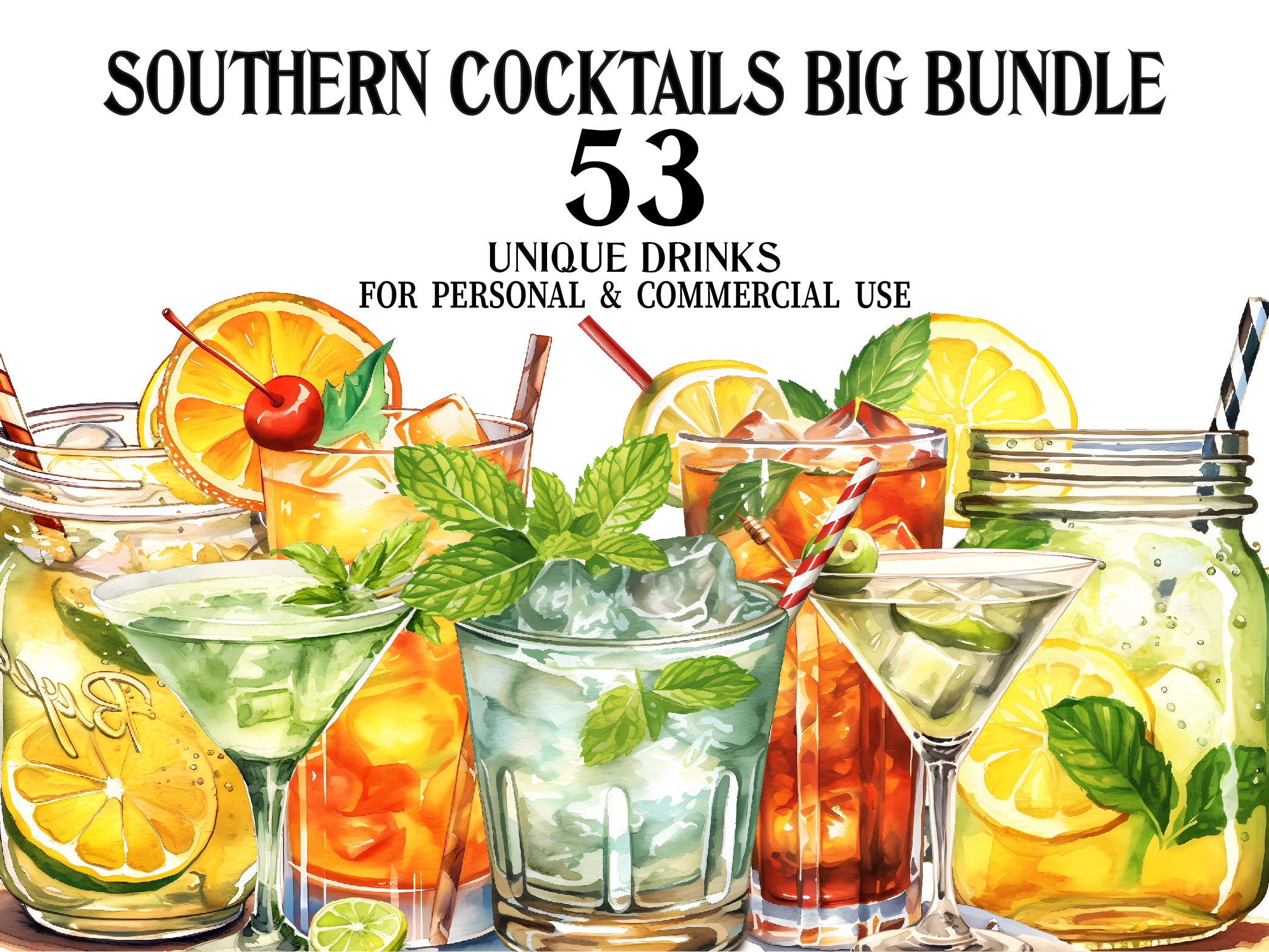 Southern Cocktails Clipart - CraftNest