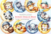 Cute Animals Sleep On Moon Clipart Bundle 4