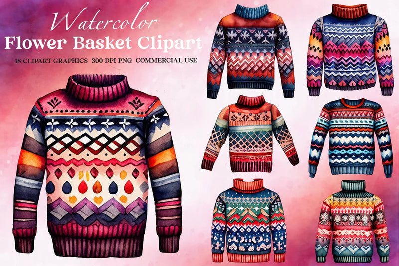 Christmas Sweater Clipart Bundle 1 - CraftNest - Digital Crafting and Art