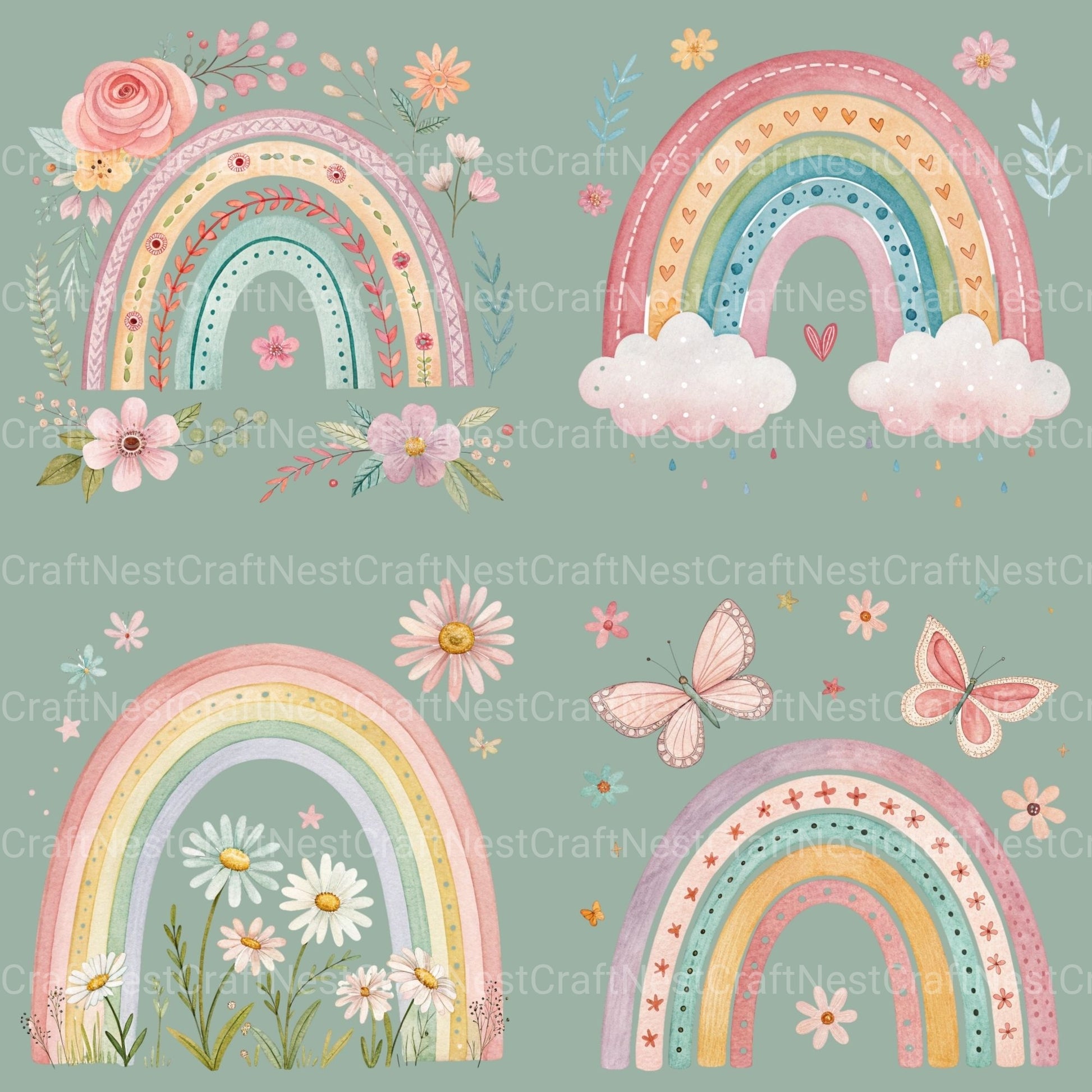 Boho Nursery Clipart Bundle - CraftNest - Digital Crafting and Art