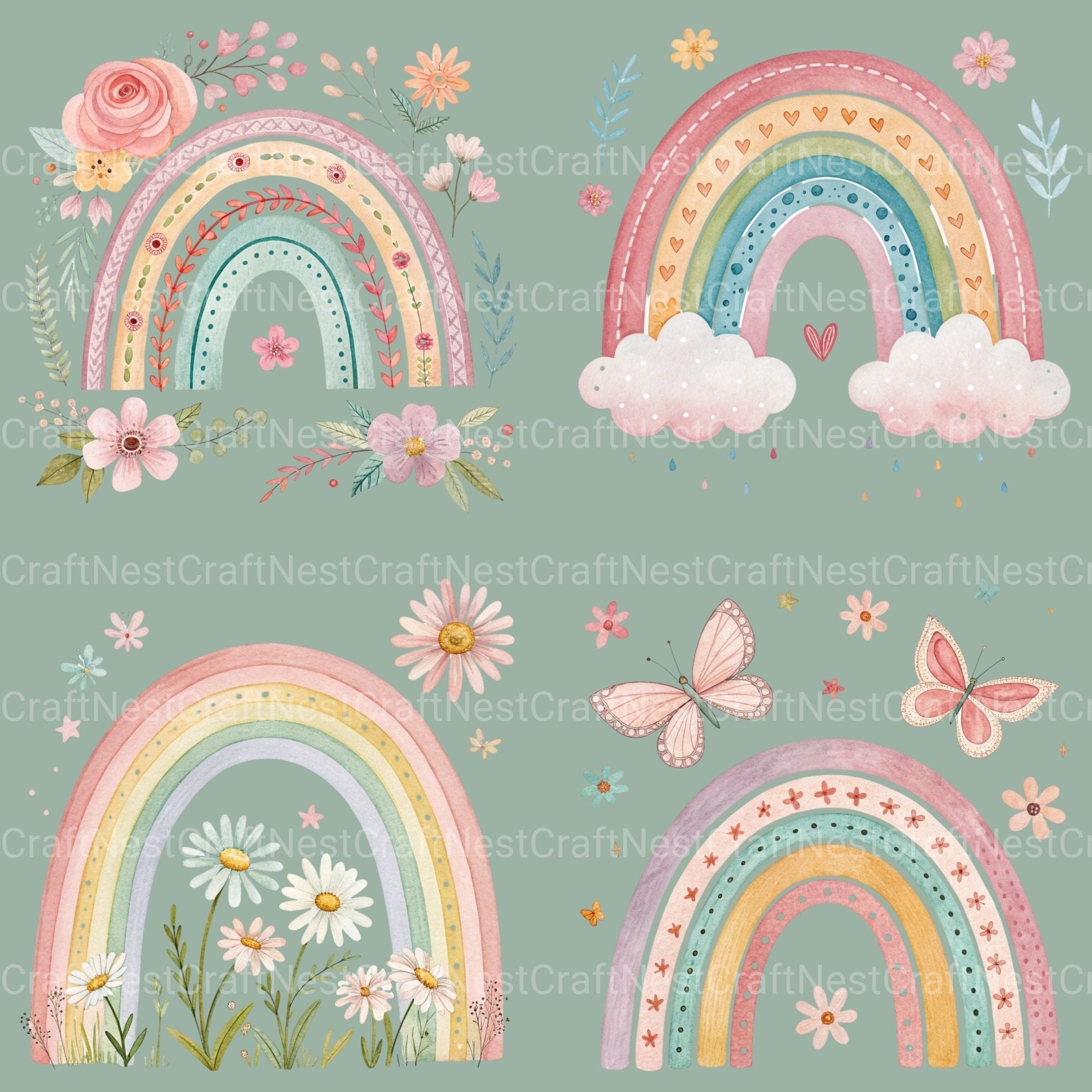 Boho Nursery Clipart Bundle - CraftNest - Digital Crafting and Art
