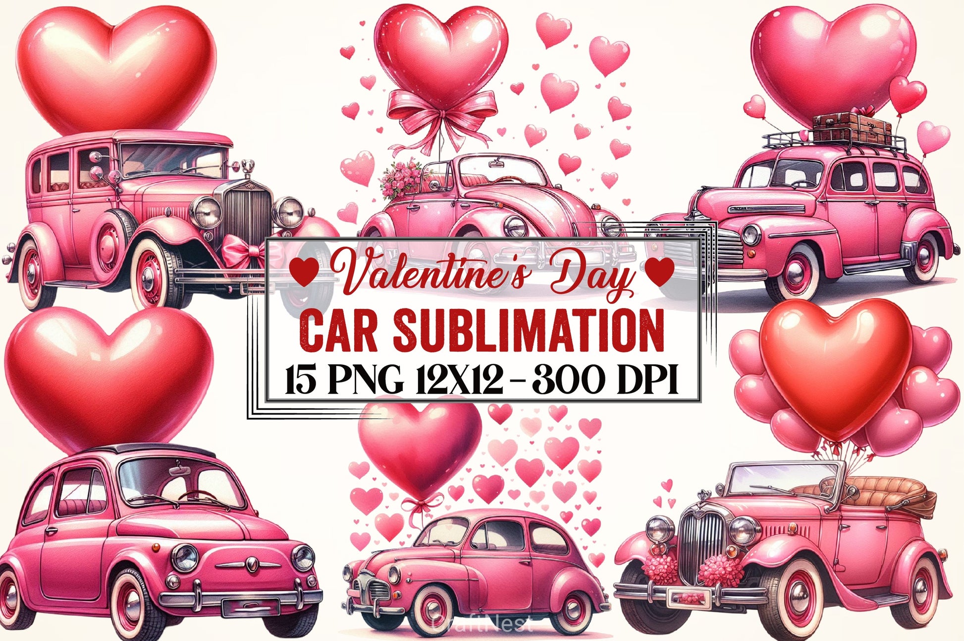 Valentine Car Clipart Bundle 1 - CraftNest - Digital Crafting and Art