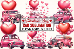Valentine Car Clipart Bundle 1 - CraftNest - Digital Crafting and Art