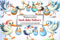 Stork Baby Delivery Clipart Bundle - CraftNest - Digital Crafting and Art
