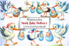 Stork Baby Delivery Clipart Bundle