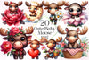 Cute Baby Moose Clipart Bundle