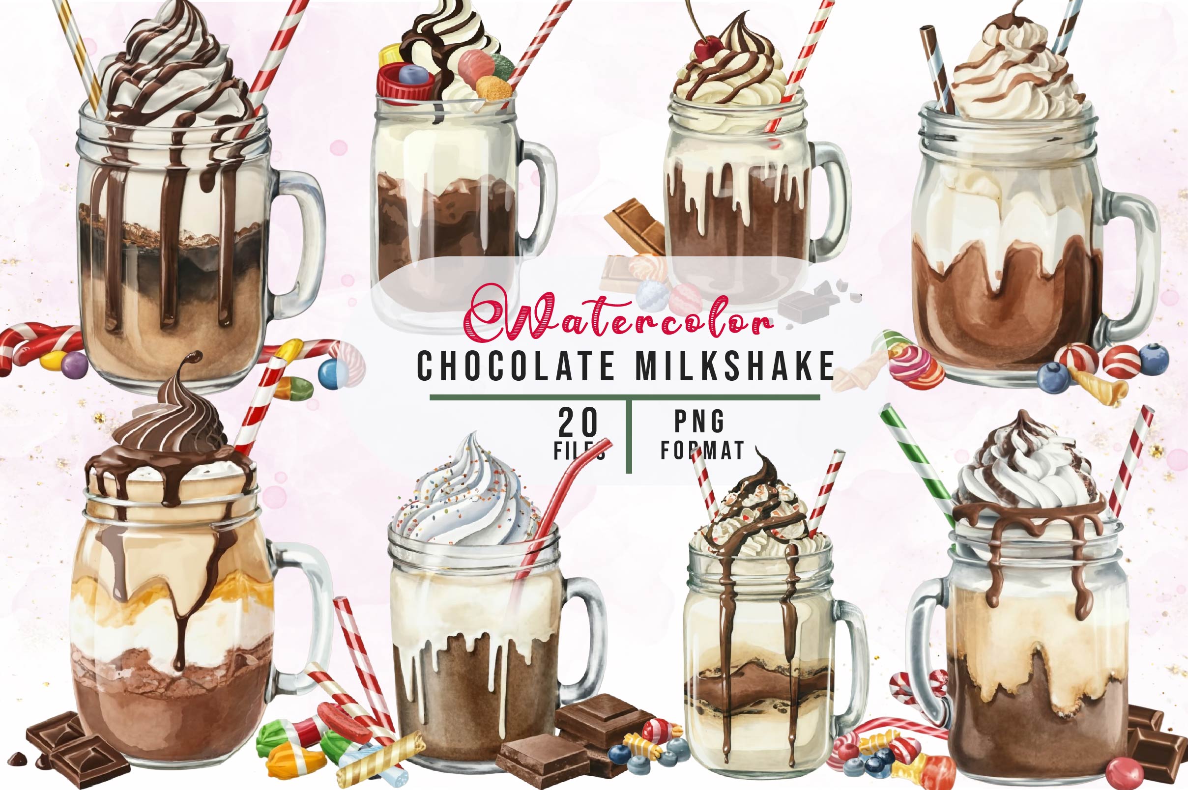 Chocolate Milkshake Clipart Bundle - CraftNest - Digital Crafting and Art