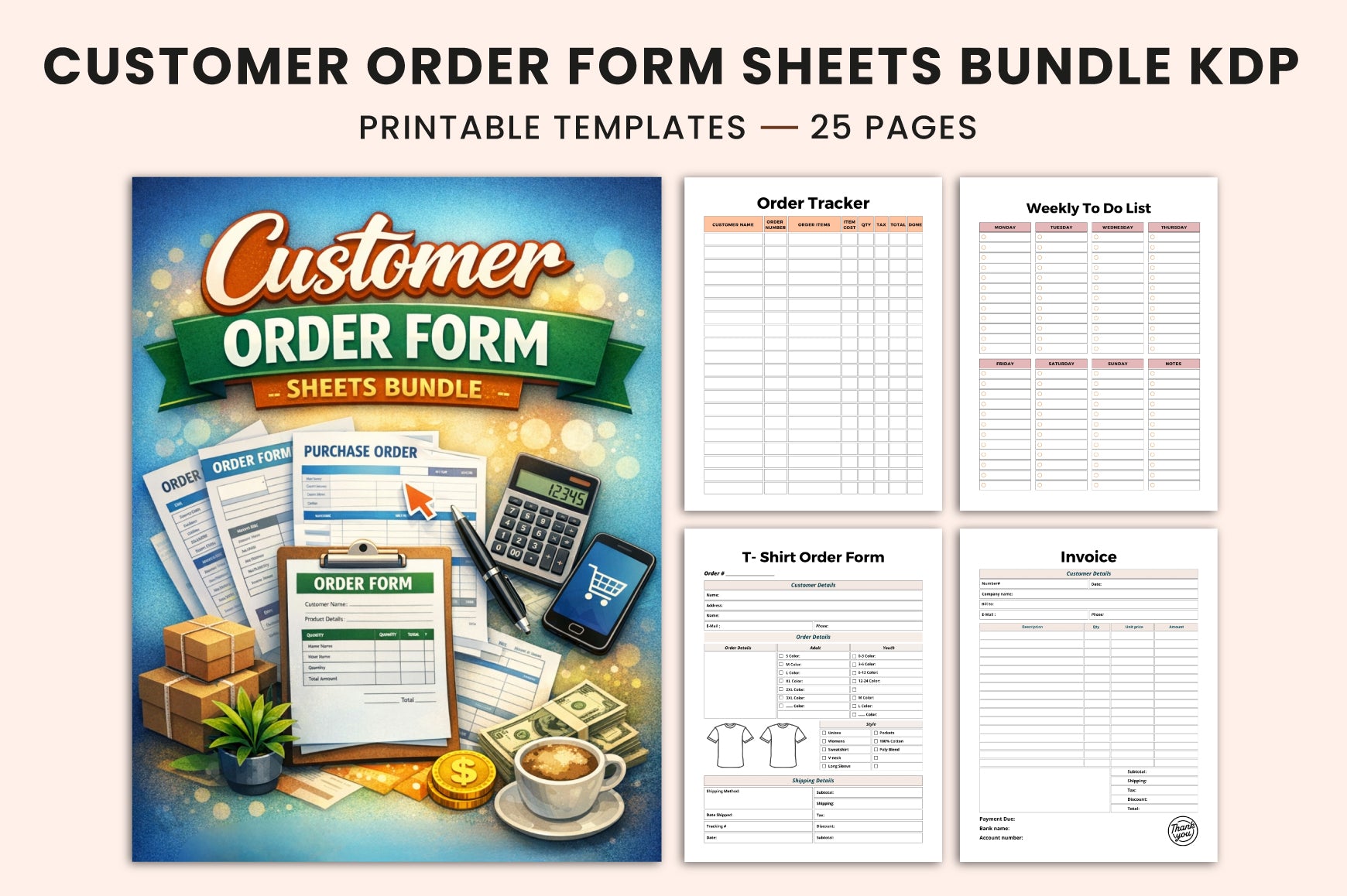 Customer Order Form Sheets Planner