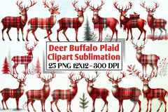 Deer Buffalo Plaid Clipart Bundle - CraftNest - Digital Crafting and Art
