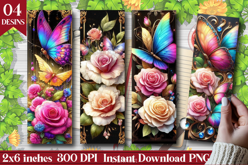 Fantasy Butterfly Roses Bookmark Journal - CraftNest - Digital Crafting and Art