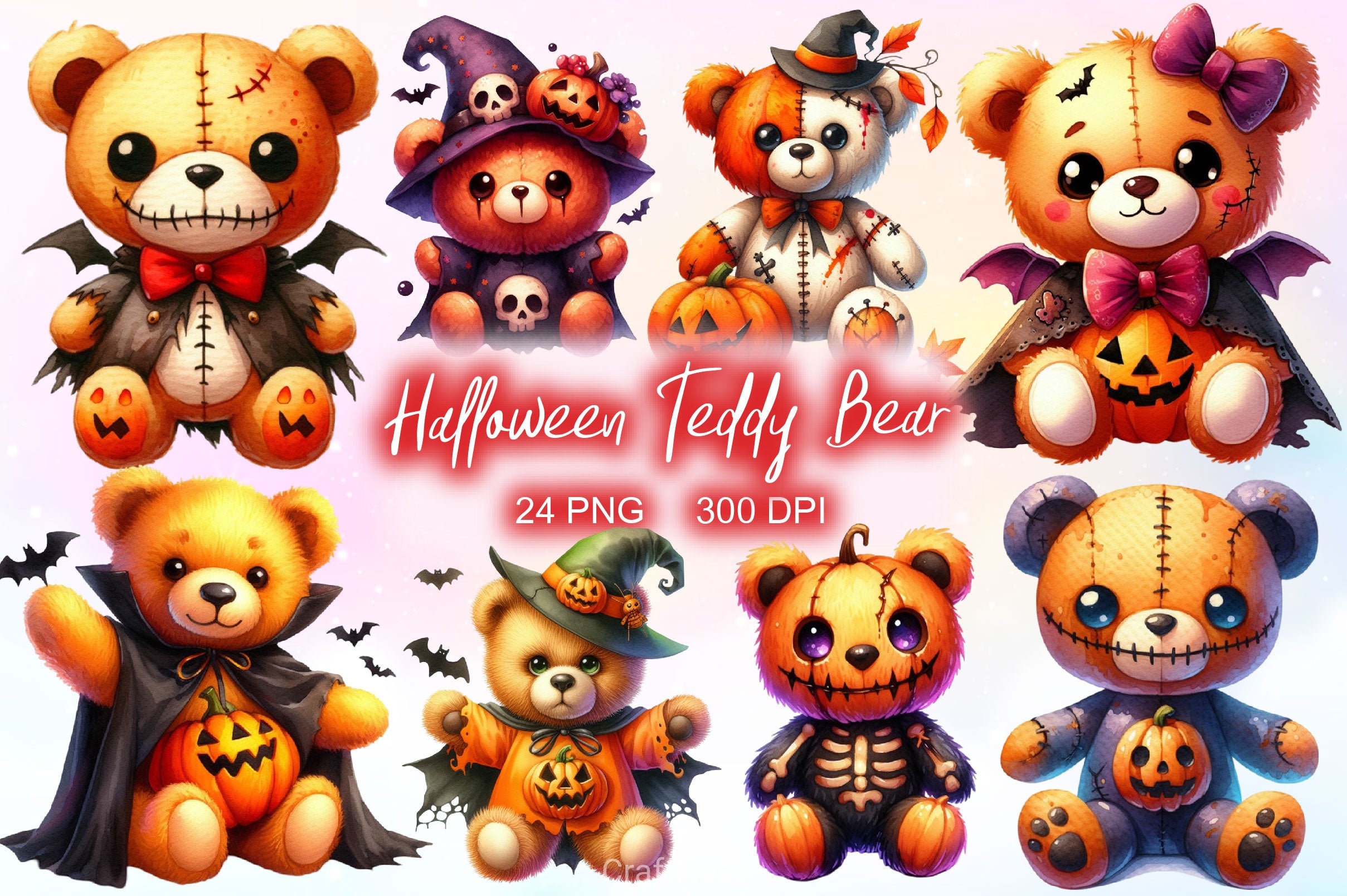 Halloween Teddy Bear Clipart Bundle - CraftNest - Digital Crafting and Art