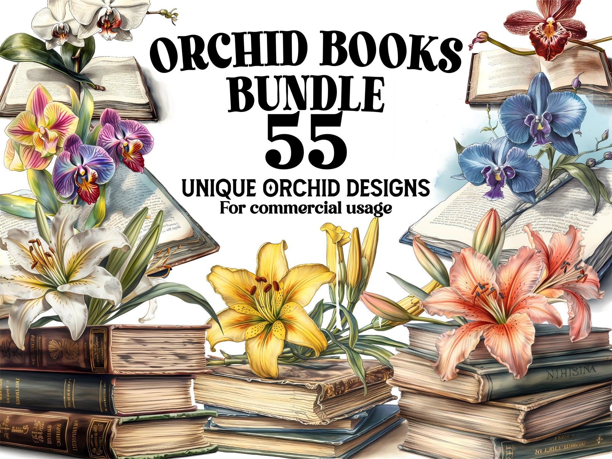 Orchid Books Clipart - CraftNest